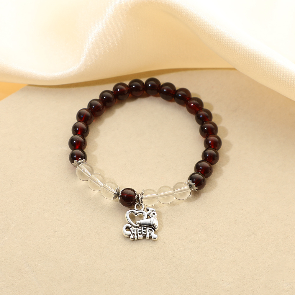 Garnet (glass) + white crystal (glass) bracelet