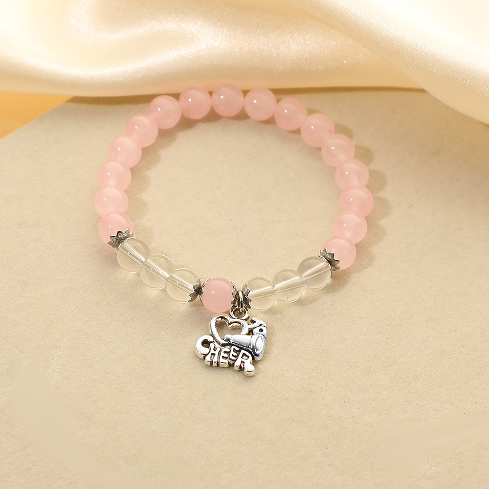 Rose quartz + white crystal (glass) bracelet