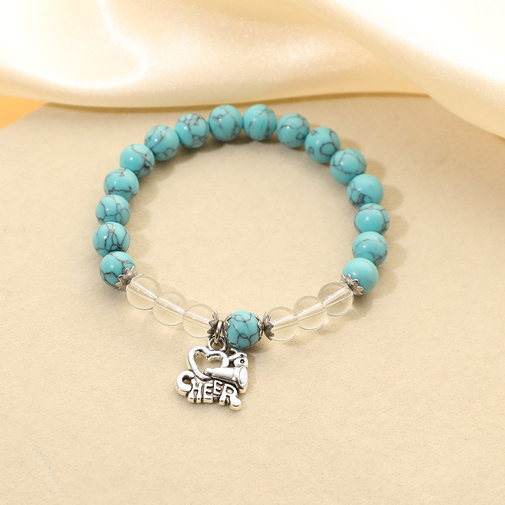 2:Blue pine + white crystal (glass) bracelet