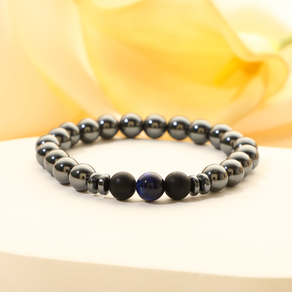 4:Black gallstone + sapphire blue tiger eye bracelet