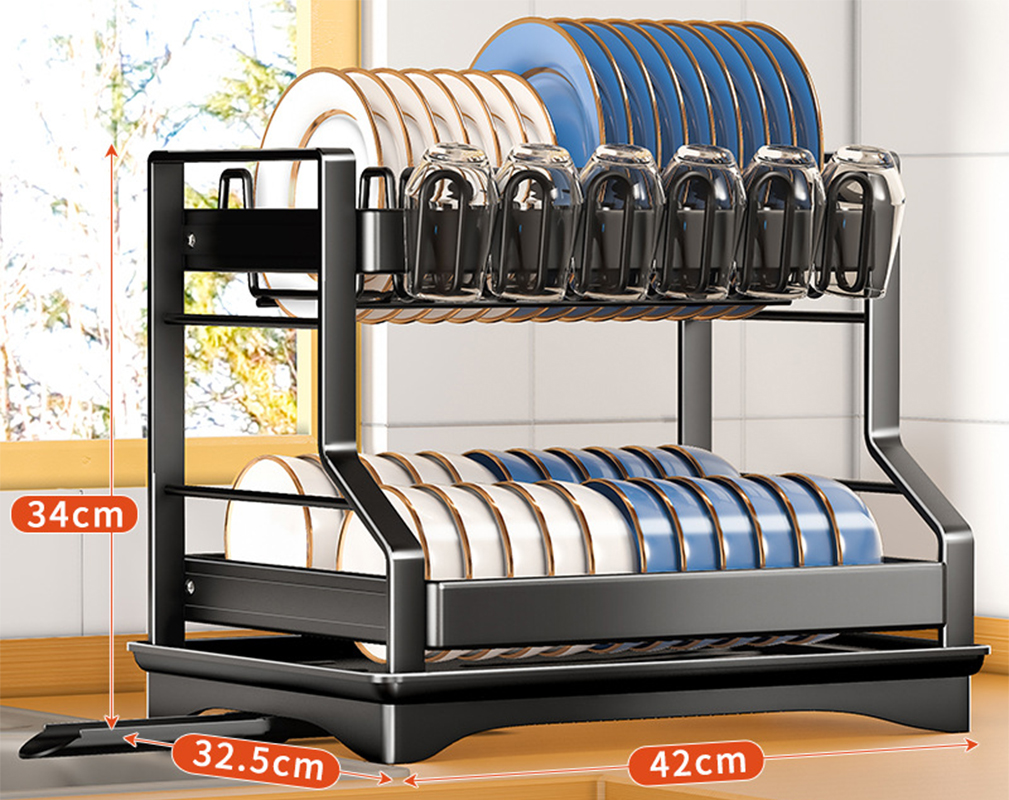 Black * double-layer dish rack main rack   cup rack