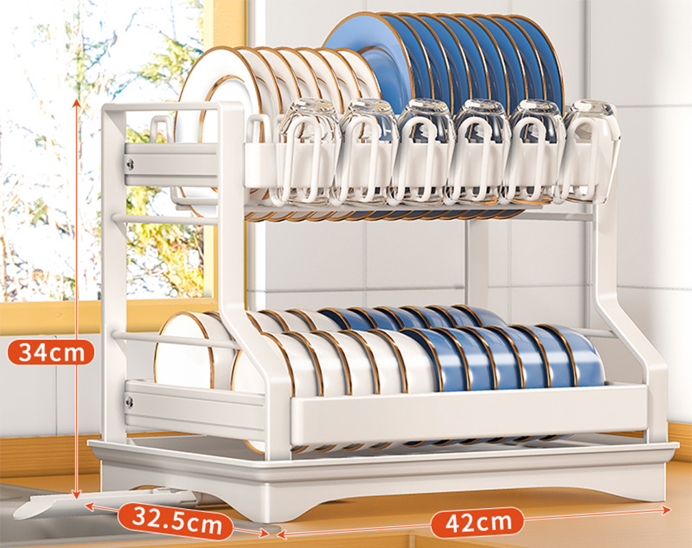 White * double-layer dish rack main rack   cup rack