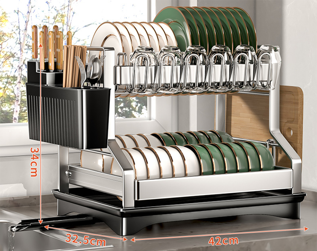 Stainless steel * double-layer dish rack main rack   cup rack   Knife Chopsticks tube   chopping board rack