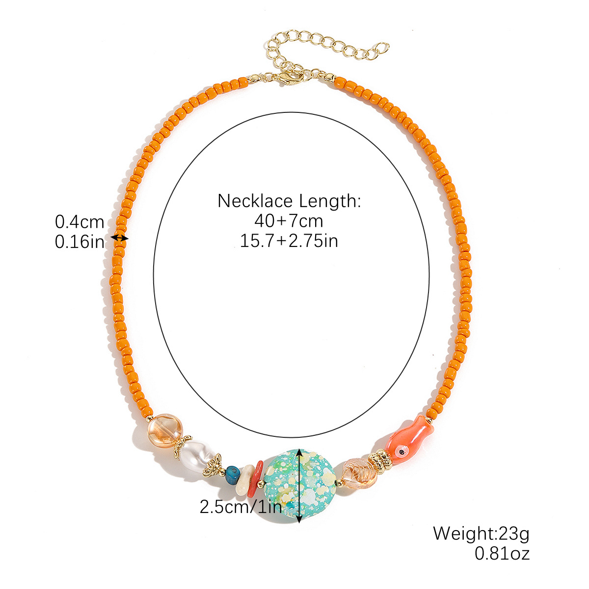 7:N2409-11 orange rice beads painted stone