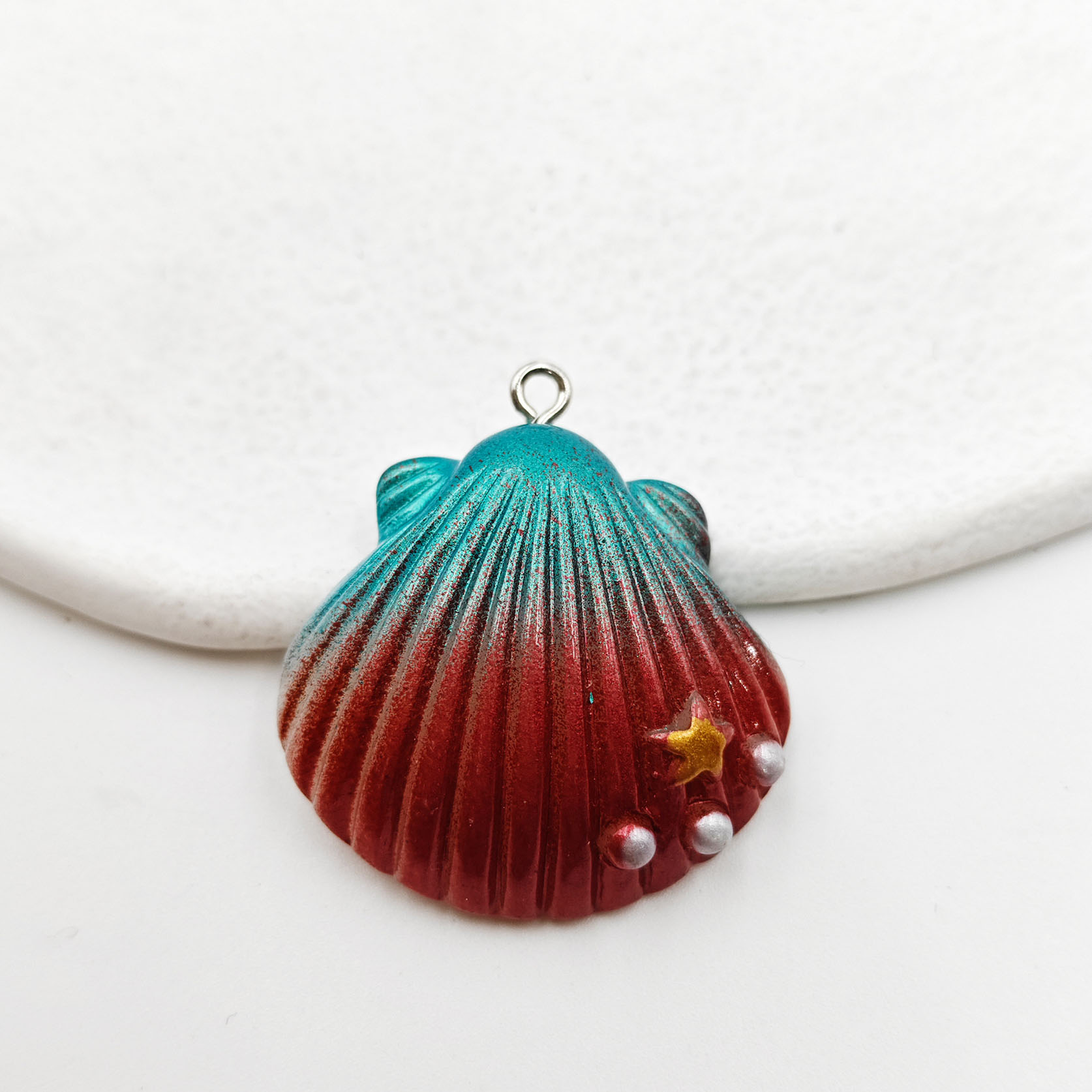 shell dark red Large 35*38mm