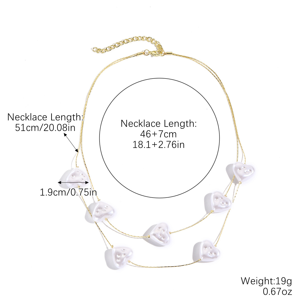 1:N2504-7 love pearl double layer gold chain