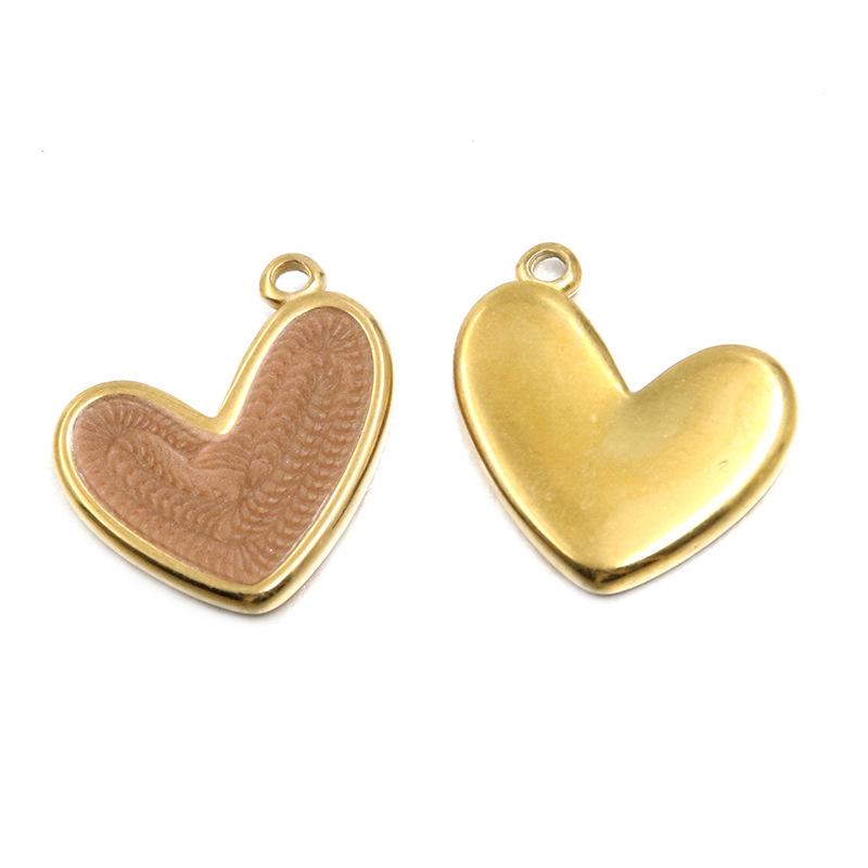 coffee color heart 20X22mm