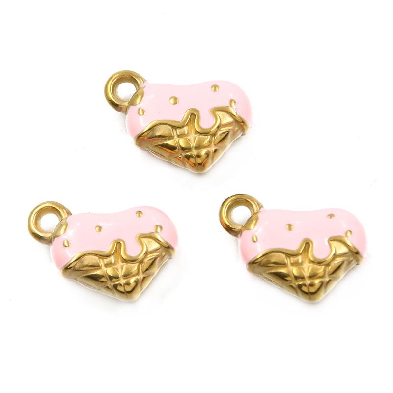 pink double-sided heart 13X14mm