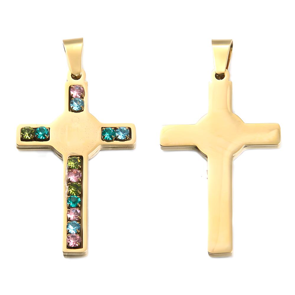 Colored rhinestone No. 1 cross 22X44mm