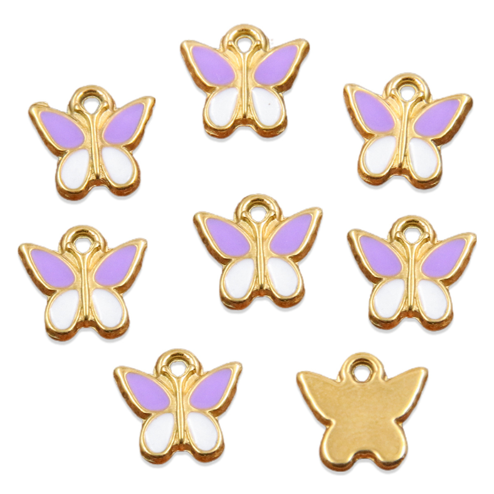 No. 1 purple white butterfly 9x9mm