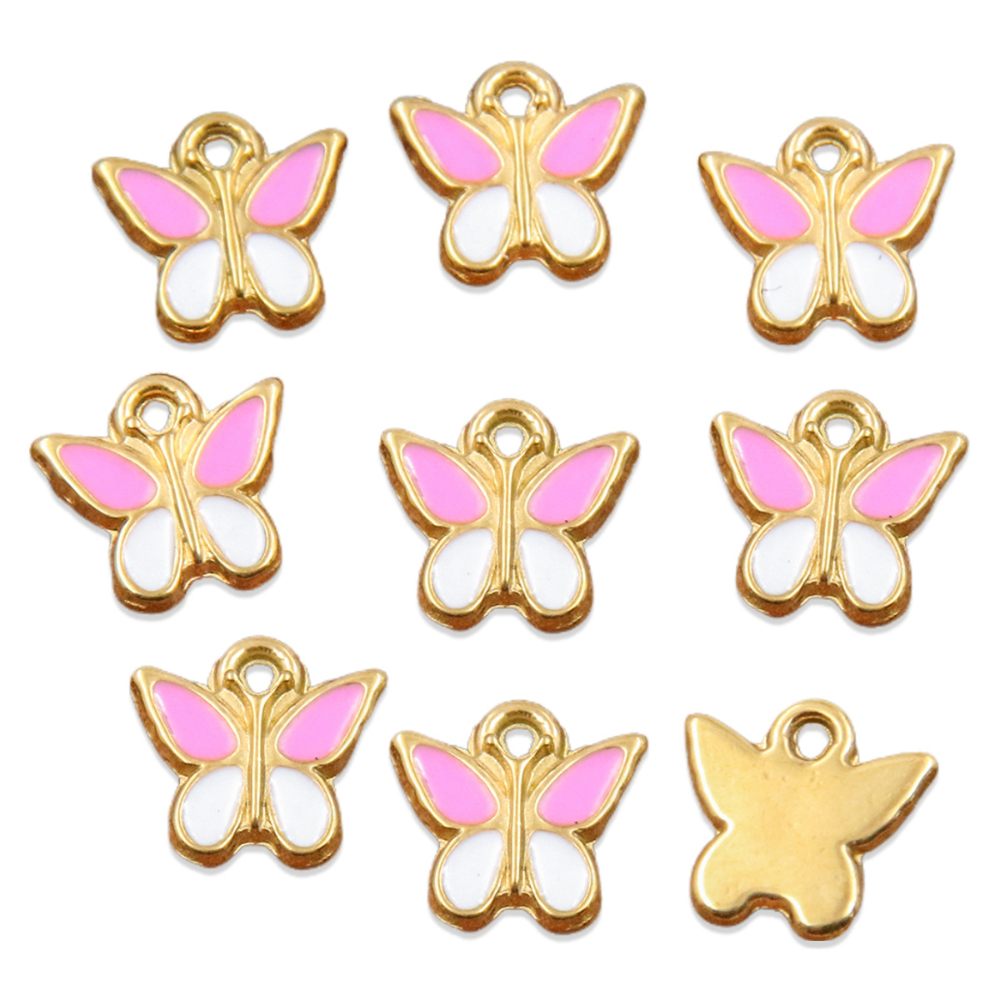 No. 1 pink white butterfly 9x9mm