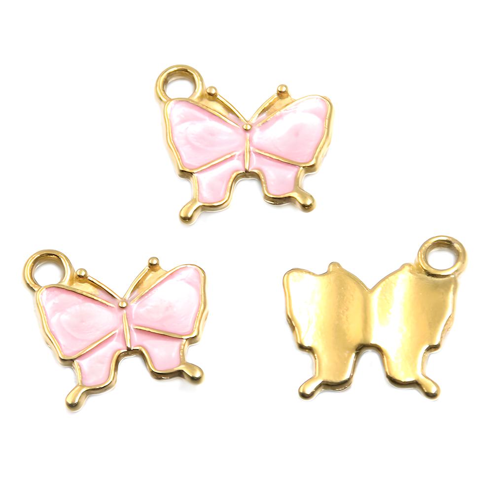 No. 2 pink butterfly 13x13mm