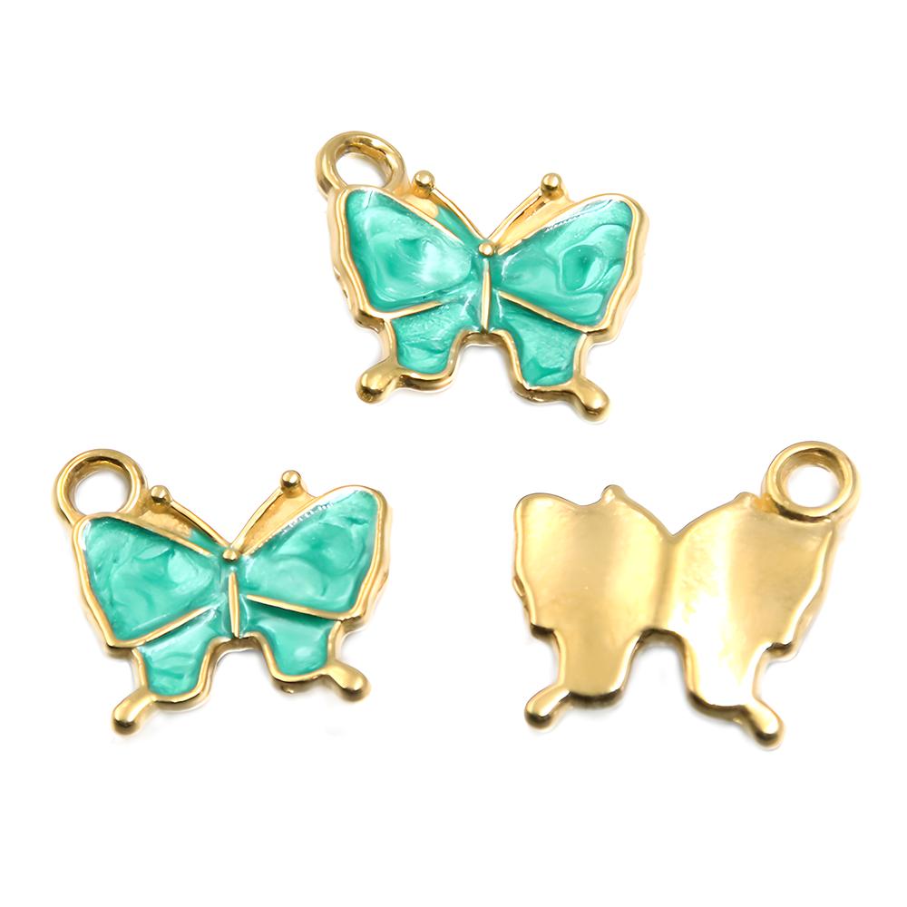 No. 2 green butterfly 13X13mm