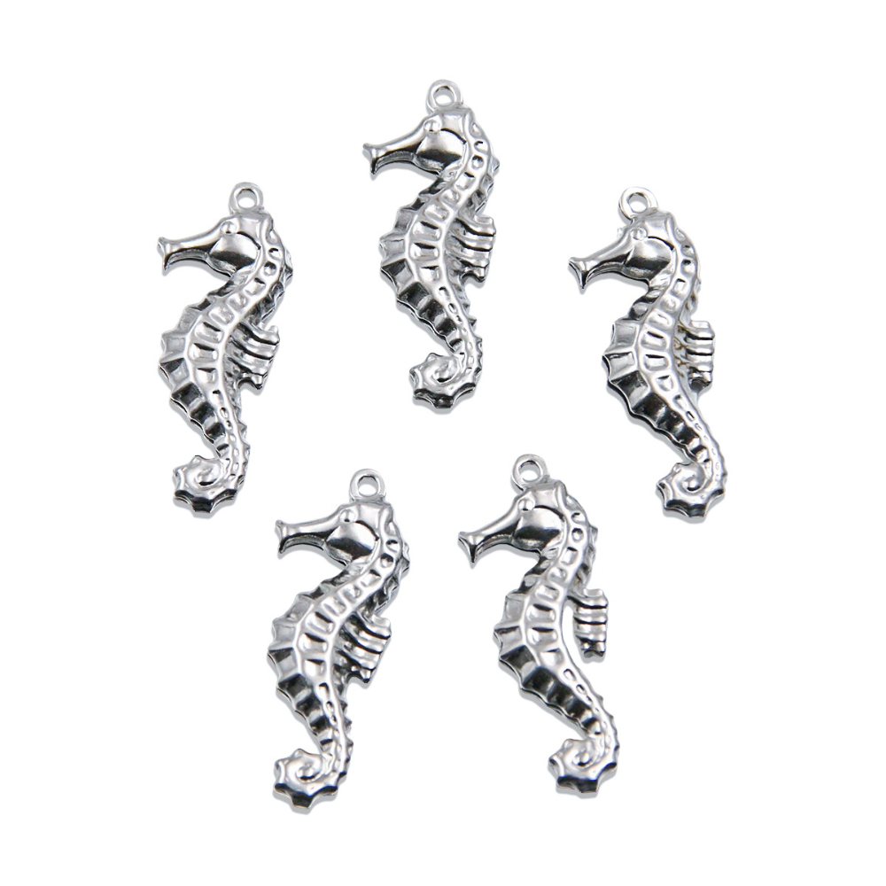 Steel color seahorse 10x26mm