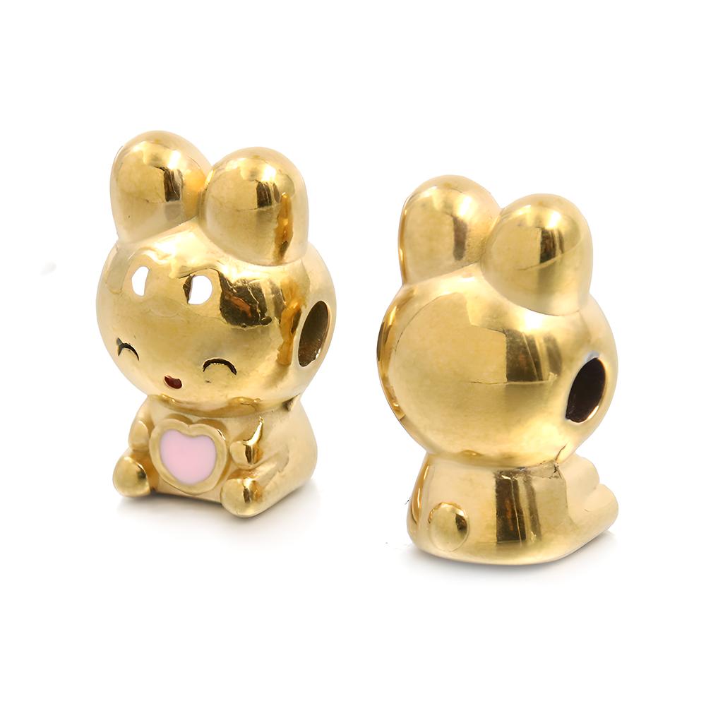 No. 3 Pink rabbit bead 10X11X18mm