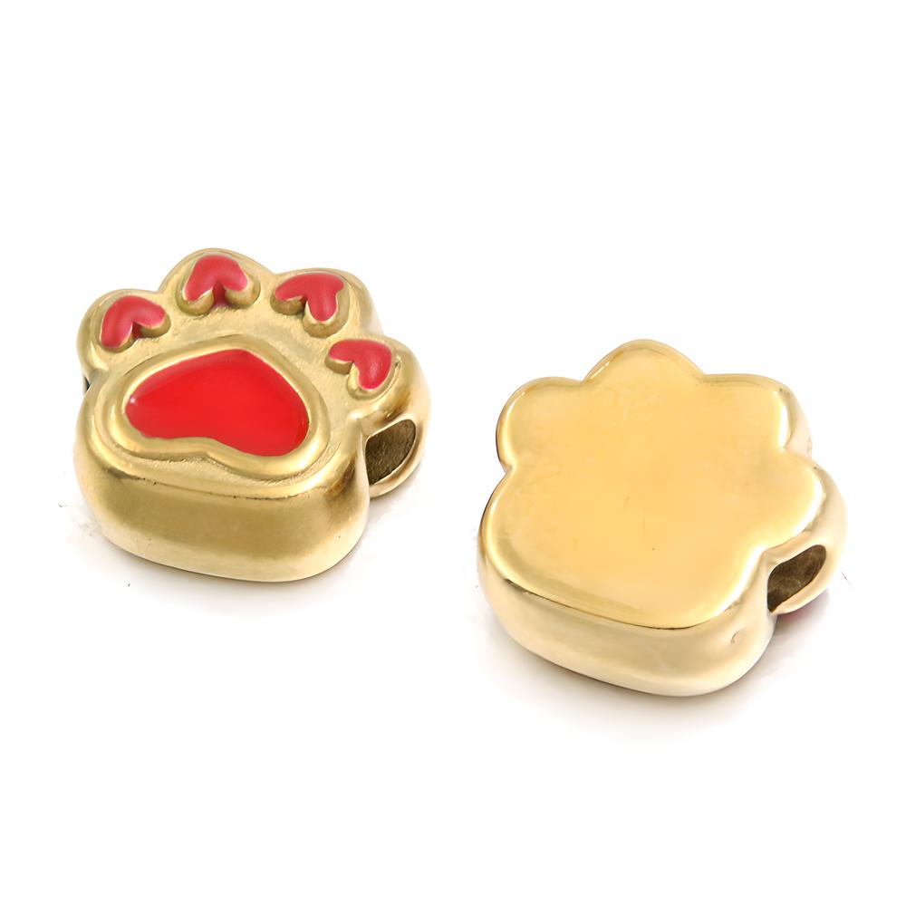 No. 4 Red cat paw bead 7X15X14mm