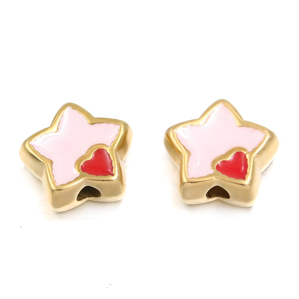 No. 5 Pink five-pointed star bead 6X15mm