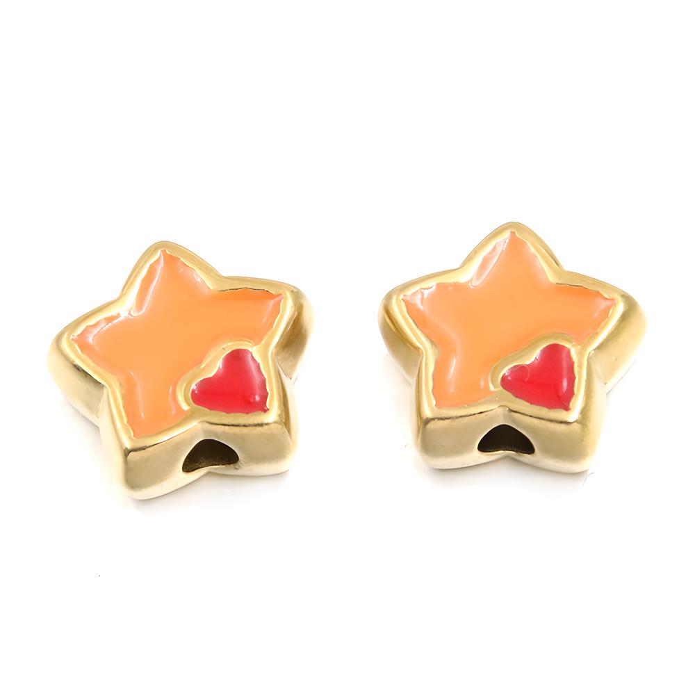 No. 5 Orange five-pointed star bead 6X15mm