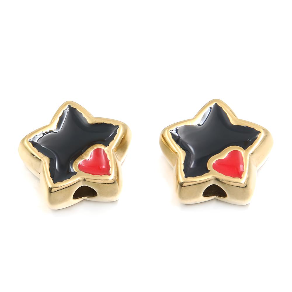 No. 5 Black five-pointed star bead 6X15mm