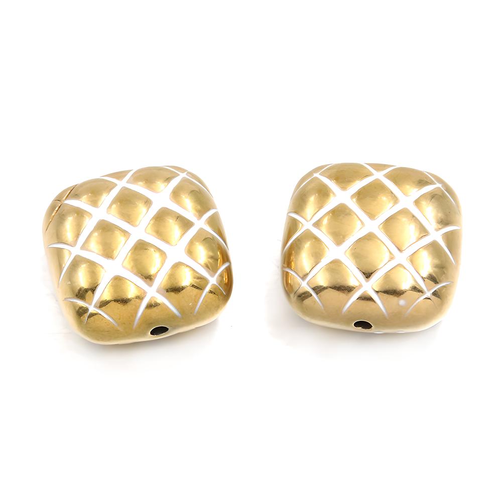 No. 6 White grid bead 8X14mm