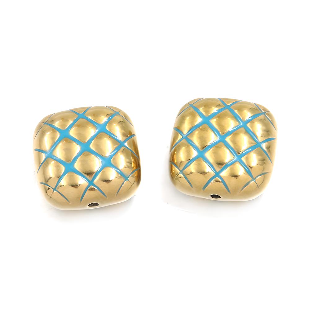 No. 6 Blue grid bead 8X14mm