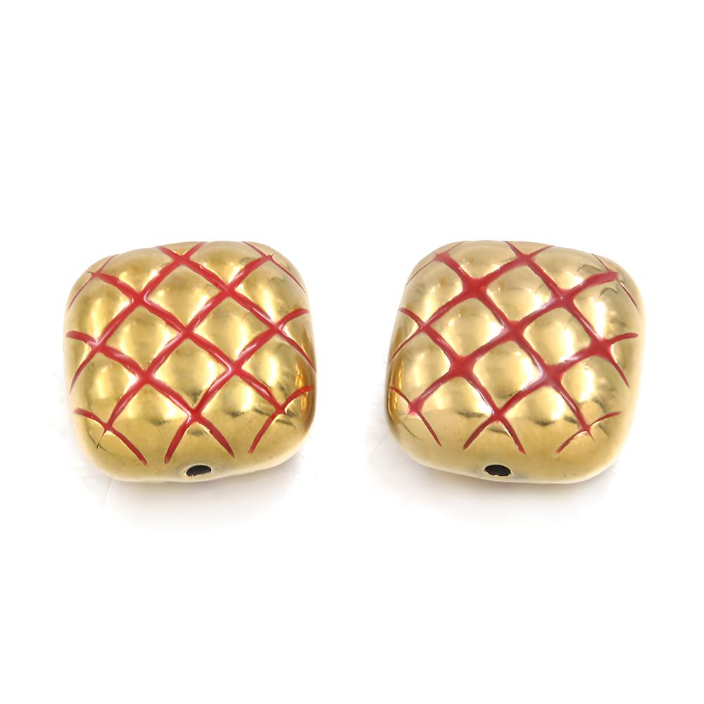 No. 6 Red grid bead 8X14mm