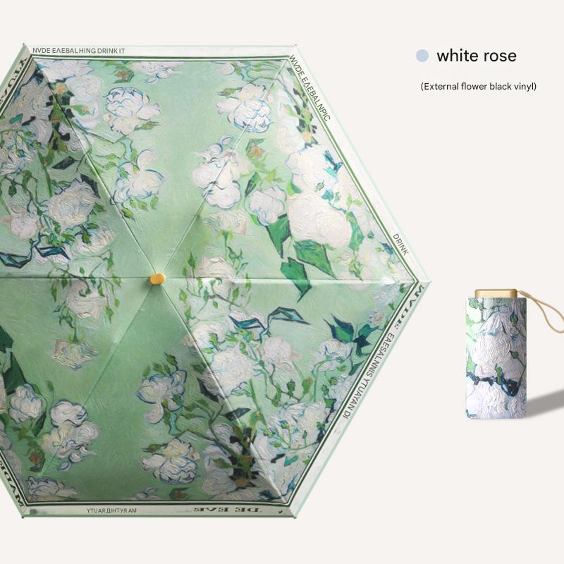 Six-fold six-bone vinyl fabric outer New White Rose