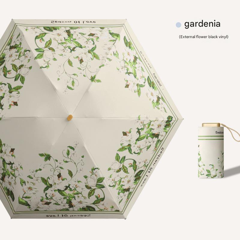 Six-fold six-bone vinyl fabric outer Gardenia