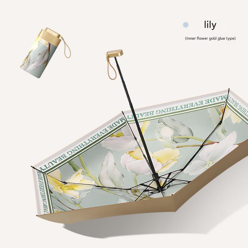 Six-fold six-bone gold glue fabric inner Lily