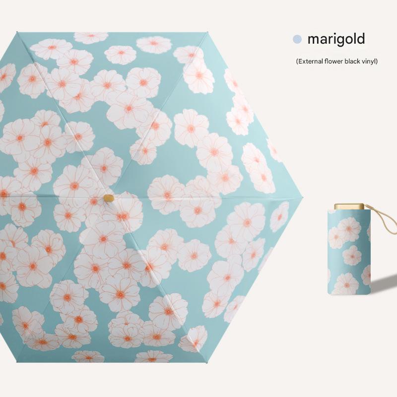 Six-fold six-bone black glue fabric outer Calendula