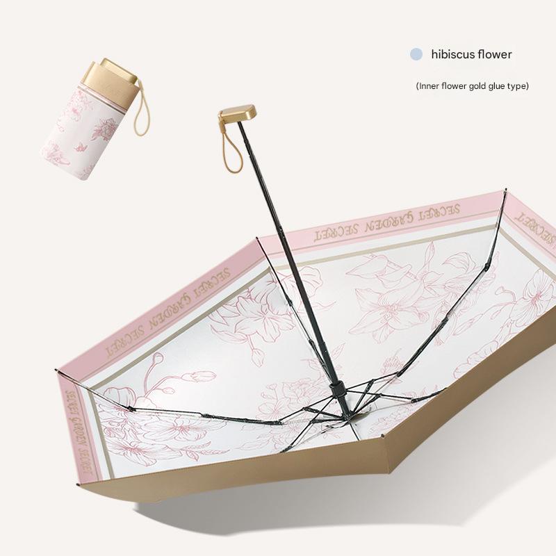 Six-fold six-bone gold glue fabric inner layer hibiscus flower