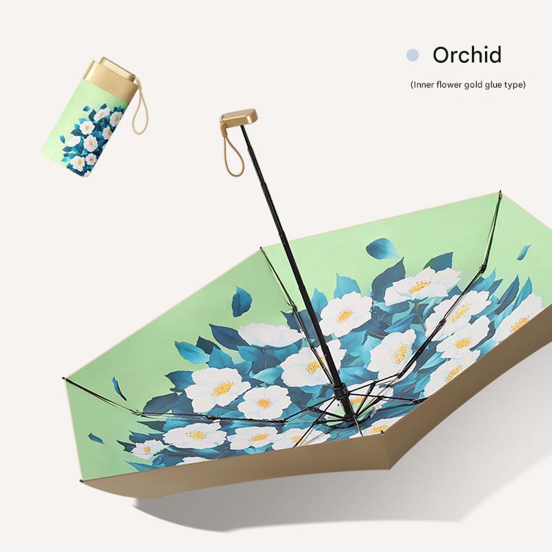 Six-fold six-bone gold glue fabric inner layer orchid flower