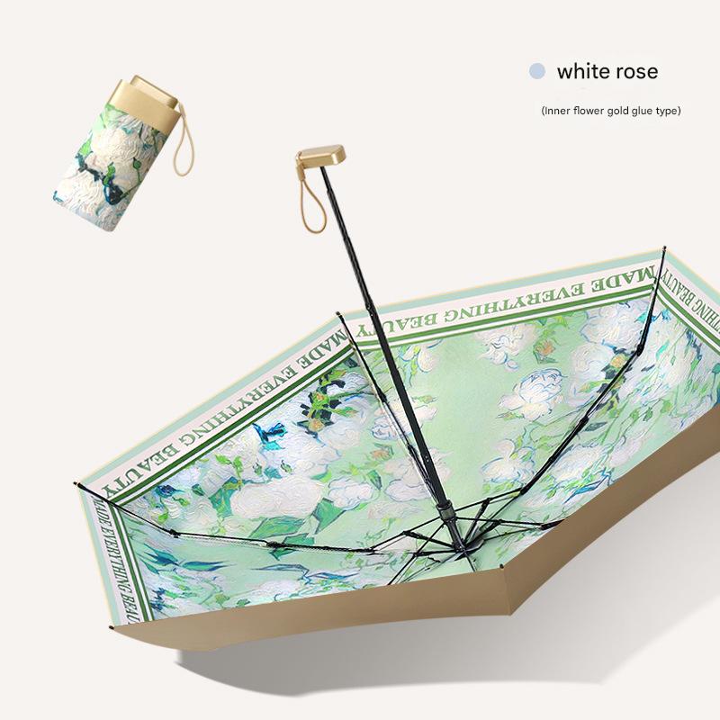 Six-fold six-bone gold glue fabric inner New White Rose