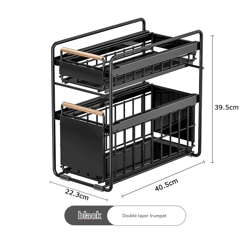 Double layer small size-Black-wooden stick