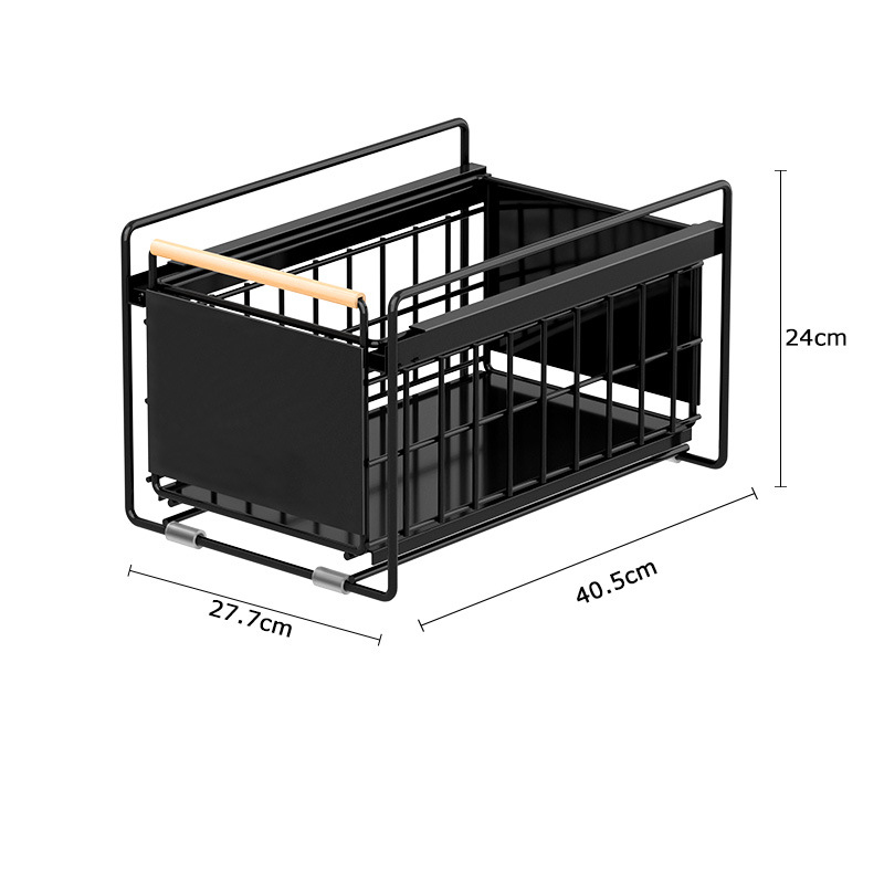 Large without lid-Black-wooden stick