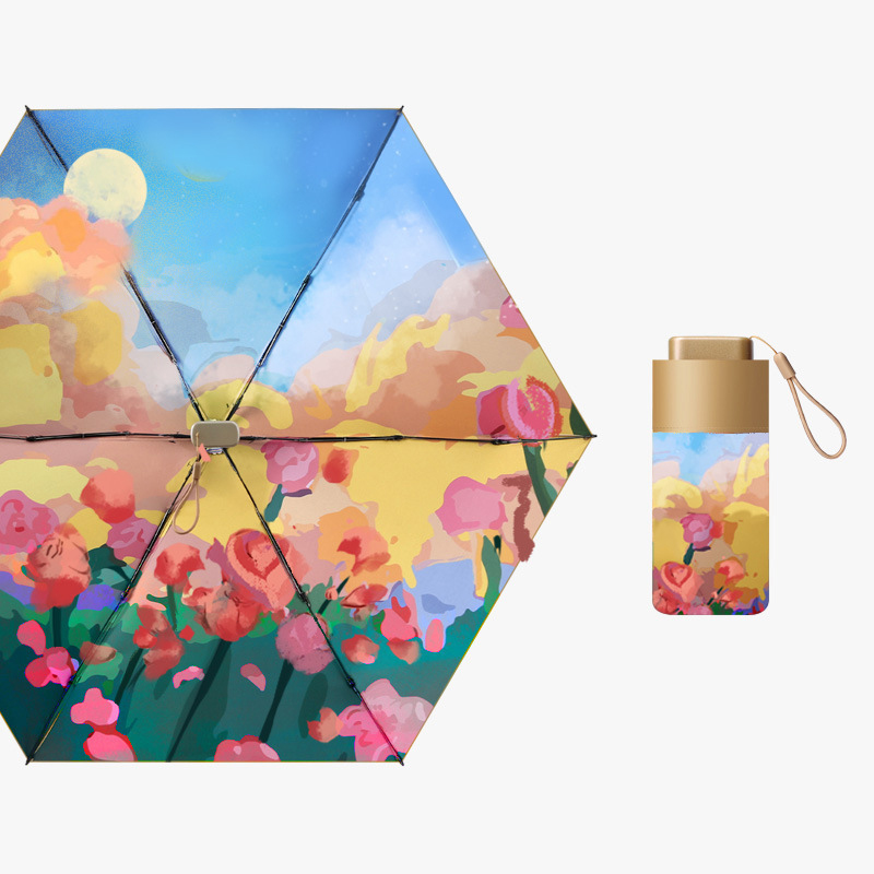 Six fold gold glue-rose under the moon