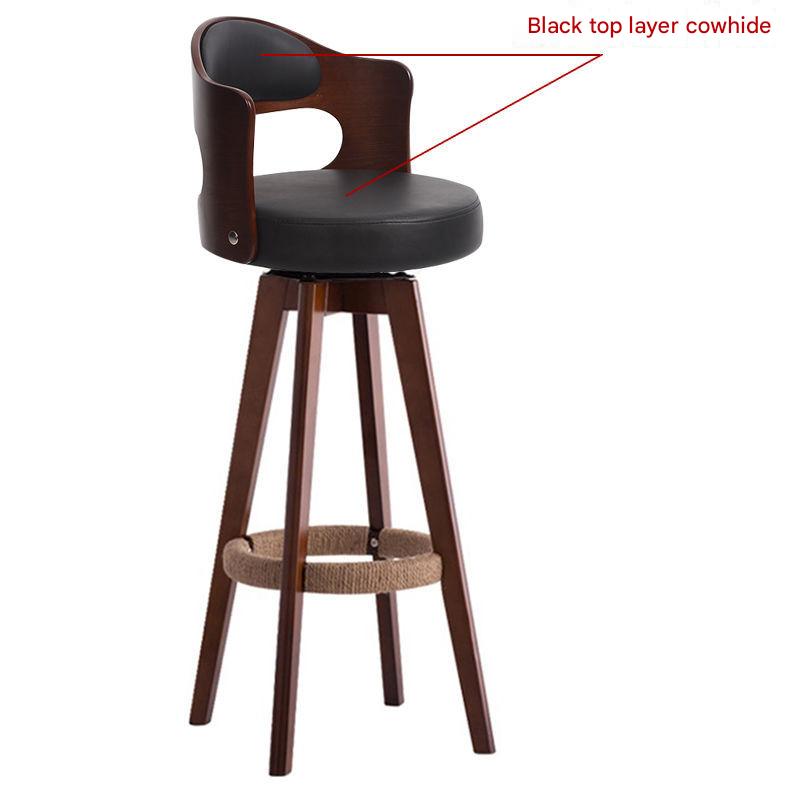 Brown wood frame [brown wood black cowhide]