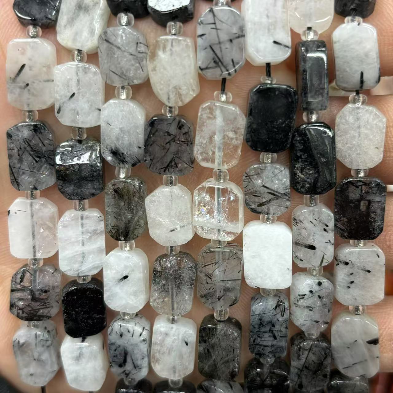 Black hair crystal 8x12mm (about 28 pieces)