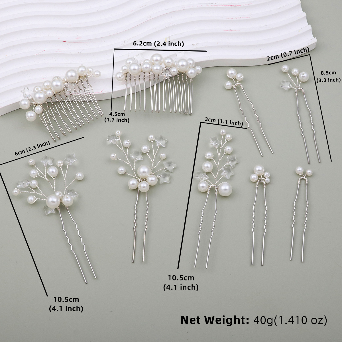 2:Silver comb nine-piece set