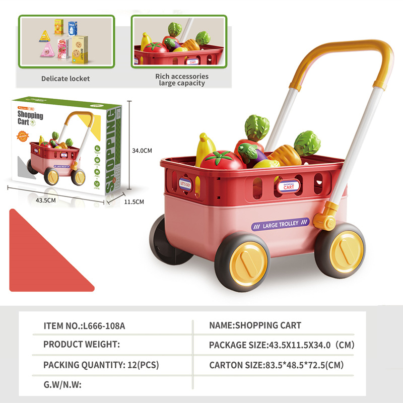 666108A-16pcs red shopping cart