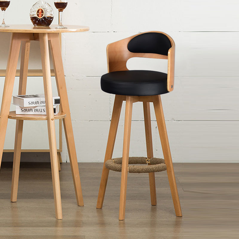 Elegant black wooden frame black leather