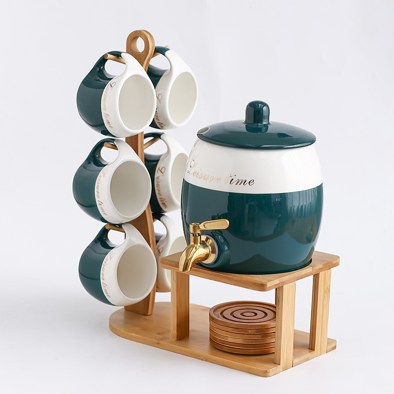 Green Fruit Pot 6 Cup Set Golden Faucet