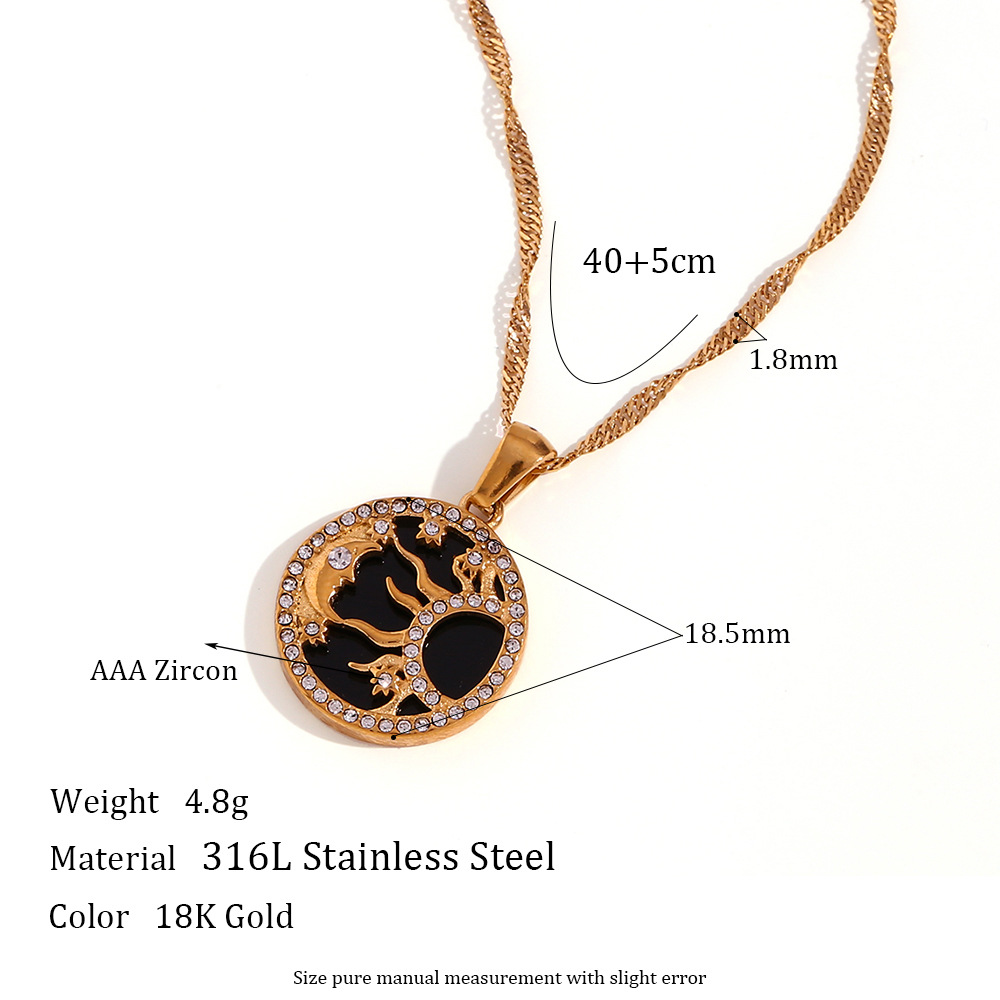 Left and right Sun Moon star shell coin necklace-G