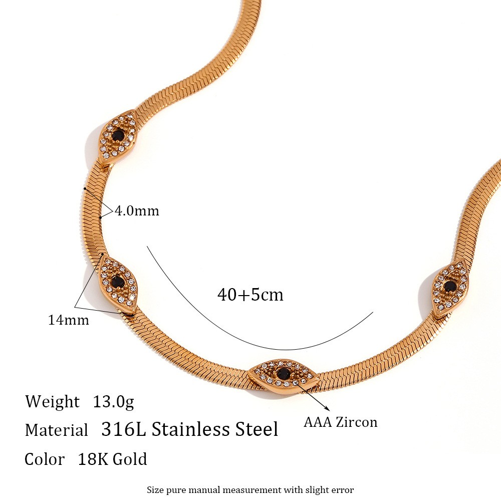 5:Black-eyed Devil's Eye Blade Chain Chocker- Gold