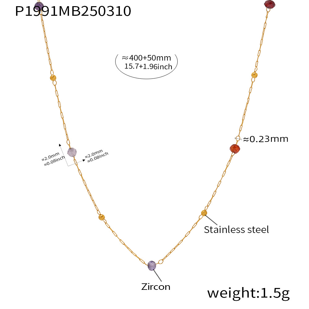 1:P1991-gold small section facet zircon necklace 40 5cm