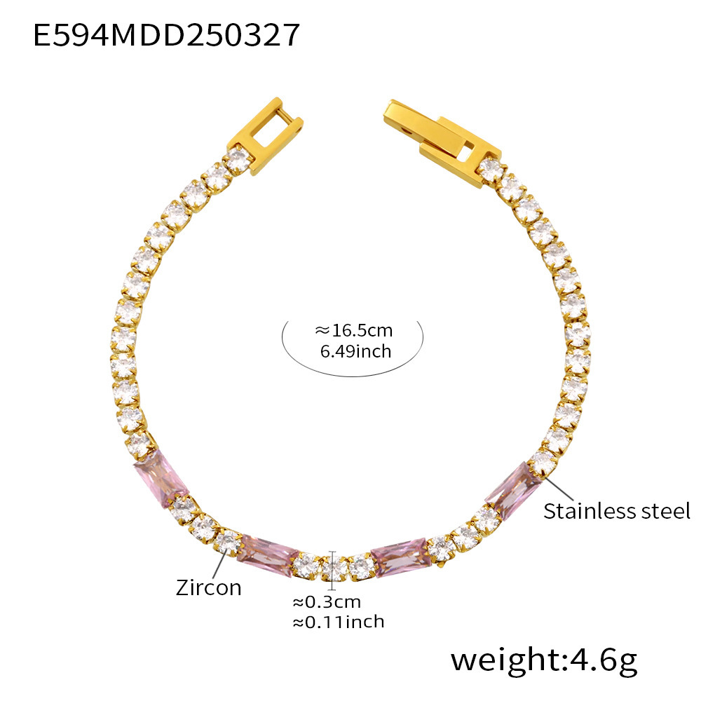 6:E594-pink zircon bracelet 16.5cm