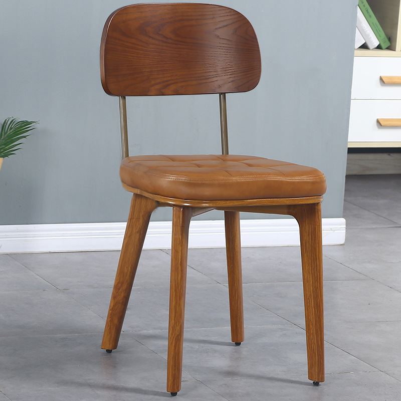 Wooden backrest brown without armrests imitation wood grain iron legs