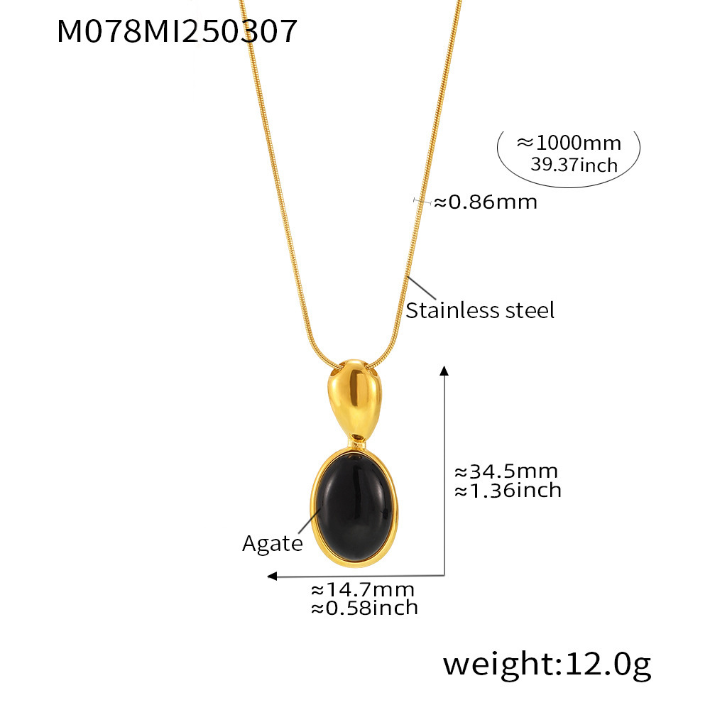 1:M078-gold black agate sweater chain 100cm