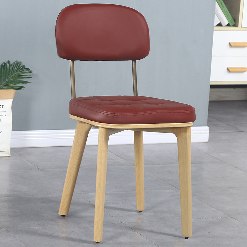 Soft bag back burgundy without armrests imitation wood grain iron legs