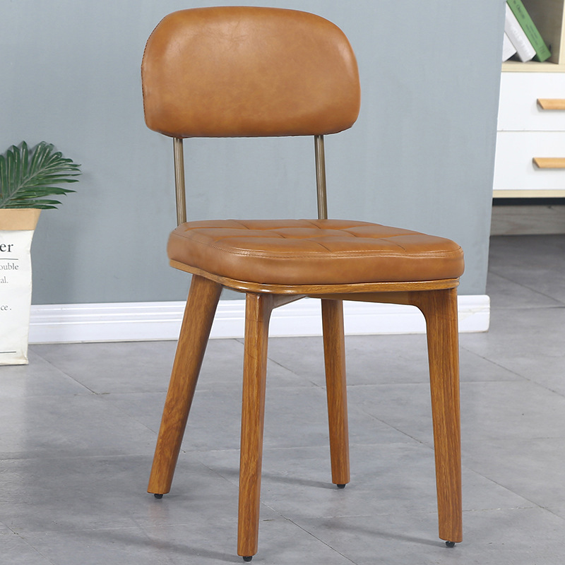 Soft bag back brown without armrests imitation wood grain iron legs